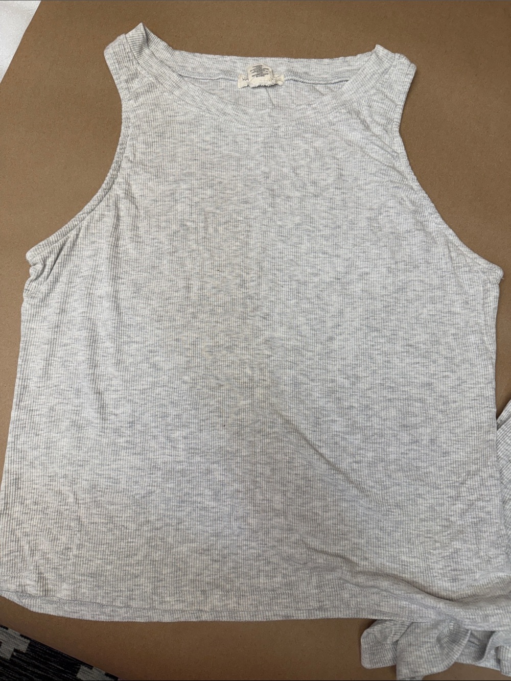 Light Heather Gray Ribbed Tank & Drawstring Short Sleep Set - Picture 4 of 5